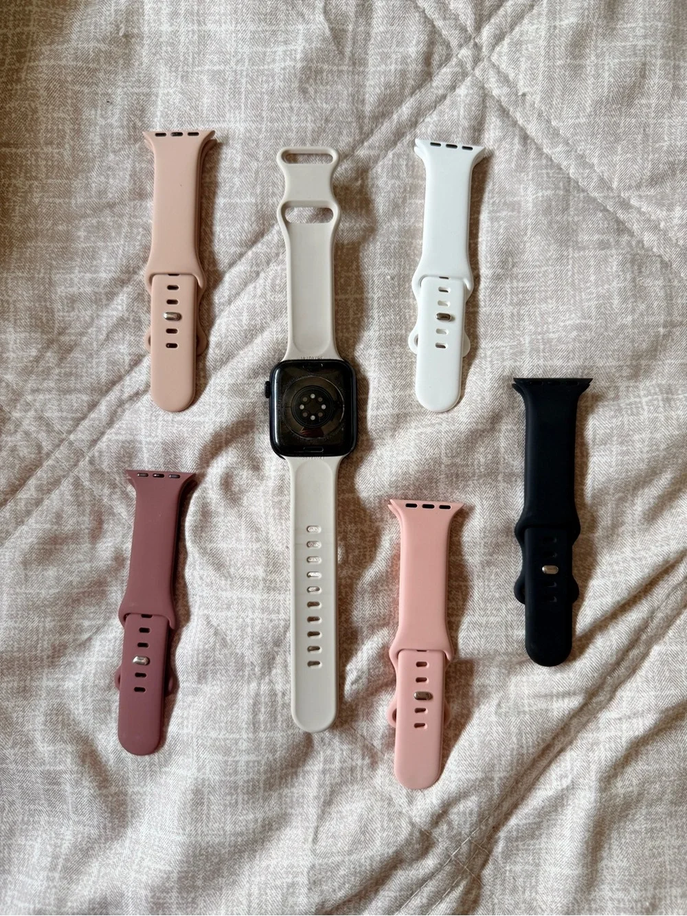 Apple Silicone Smartwatch Bands and White Apple Watch